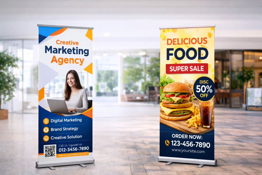 Jenis bahan roll banner yang bagus untuk promosi