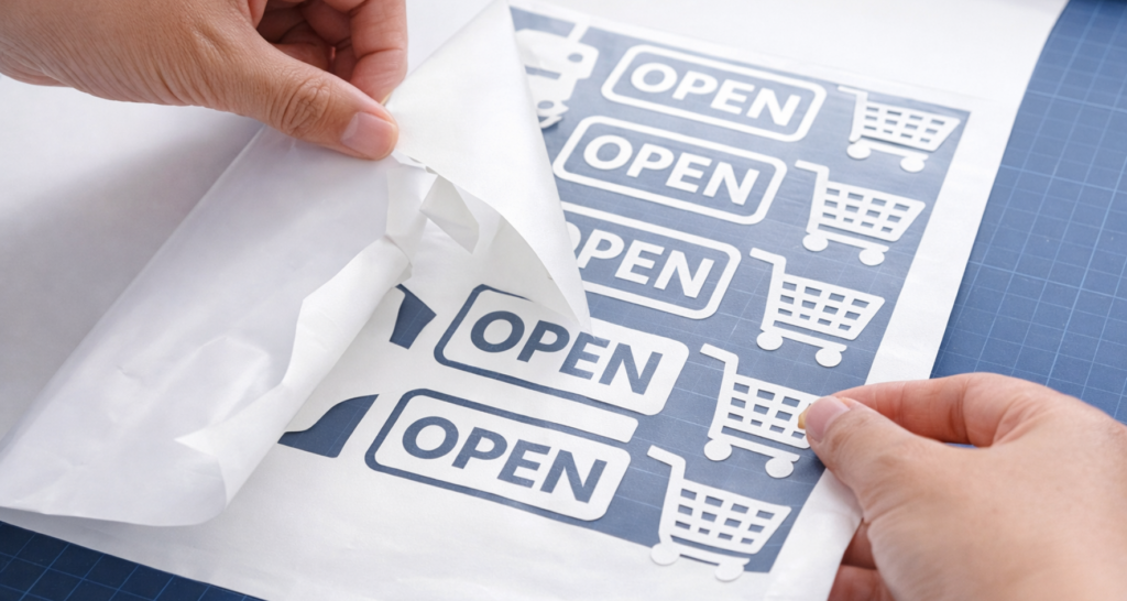 Proses finishing cutting stiker setelah dipotong