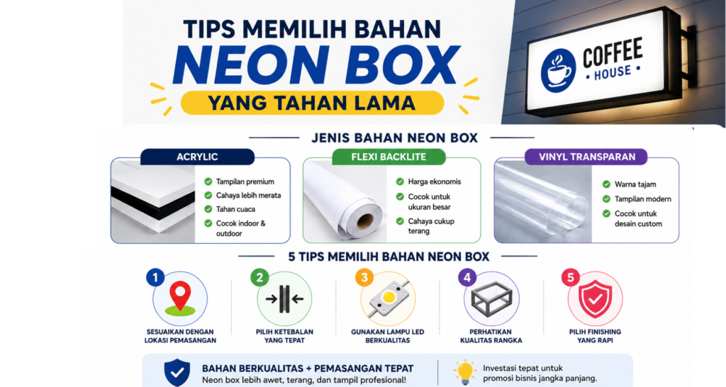 Tips Memilih Bahan Neon Box yang Tahan Lama dan Berkualitas