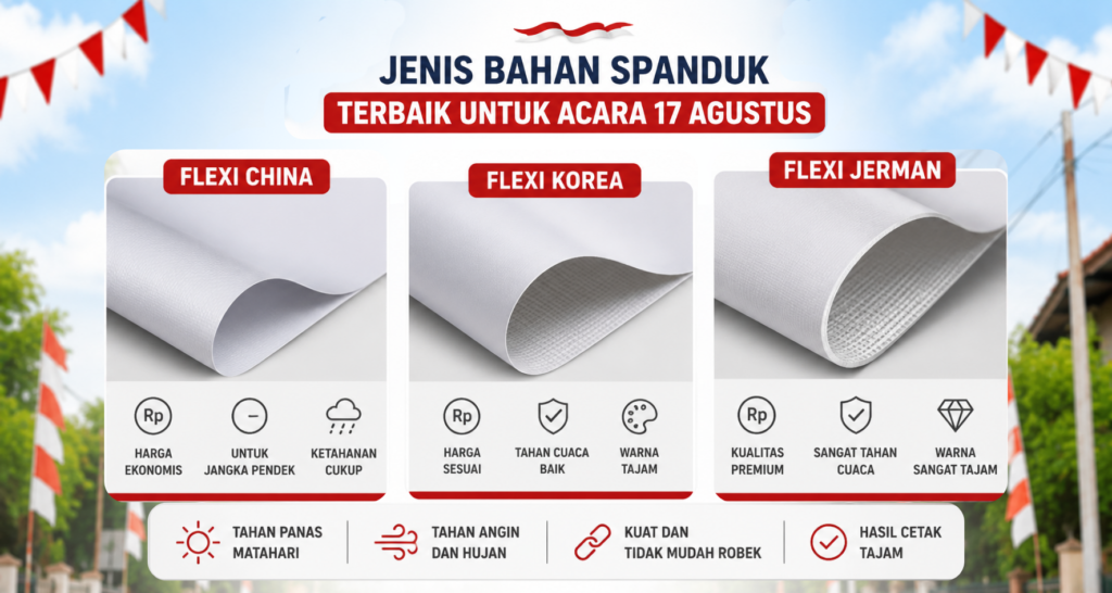 Jenis Bahan Spanduk Terbaik untuk Acara 17 Agustus Outdoor: Panduan Memilih yang Awet dan Berkualitas